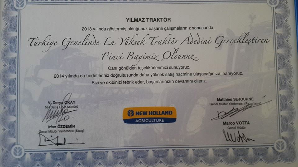 Yılmaz Traktör Türkiye 1.’si oldu